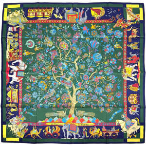 HERMES Authentic Green Silk Scarf